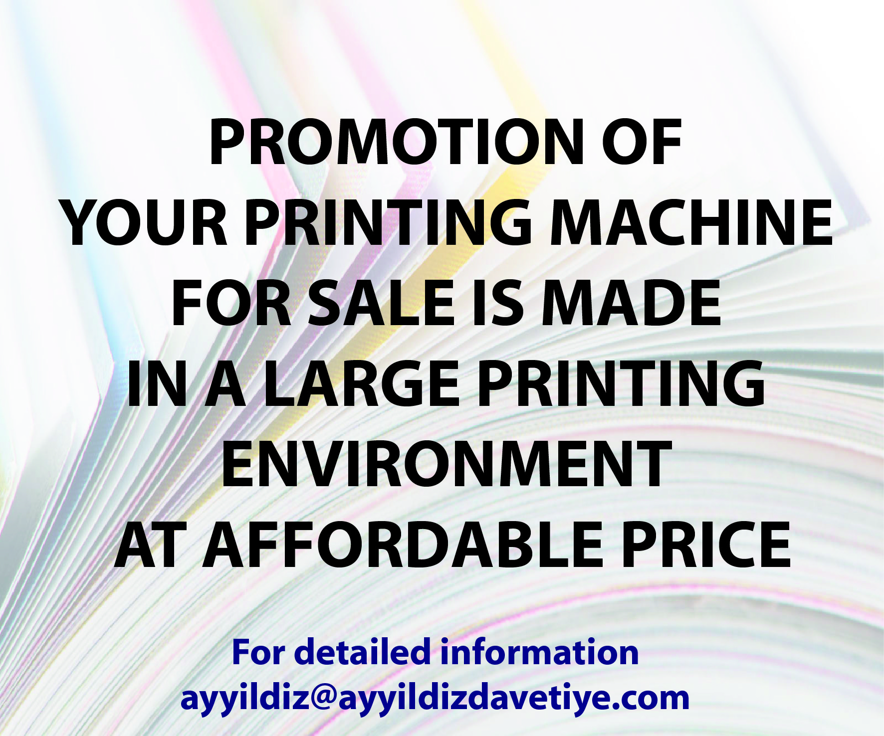 Presentation of printing machine for sale